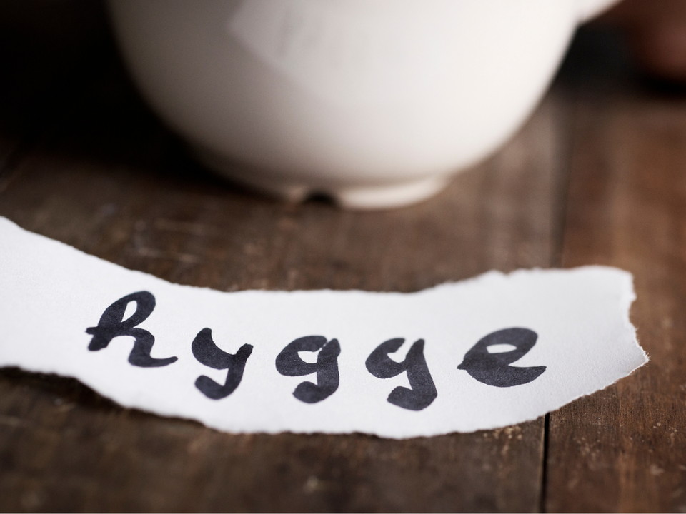 Handwritten word Hygge on paper