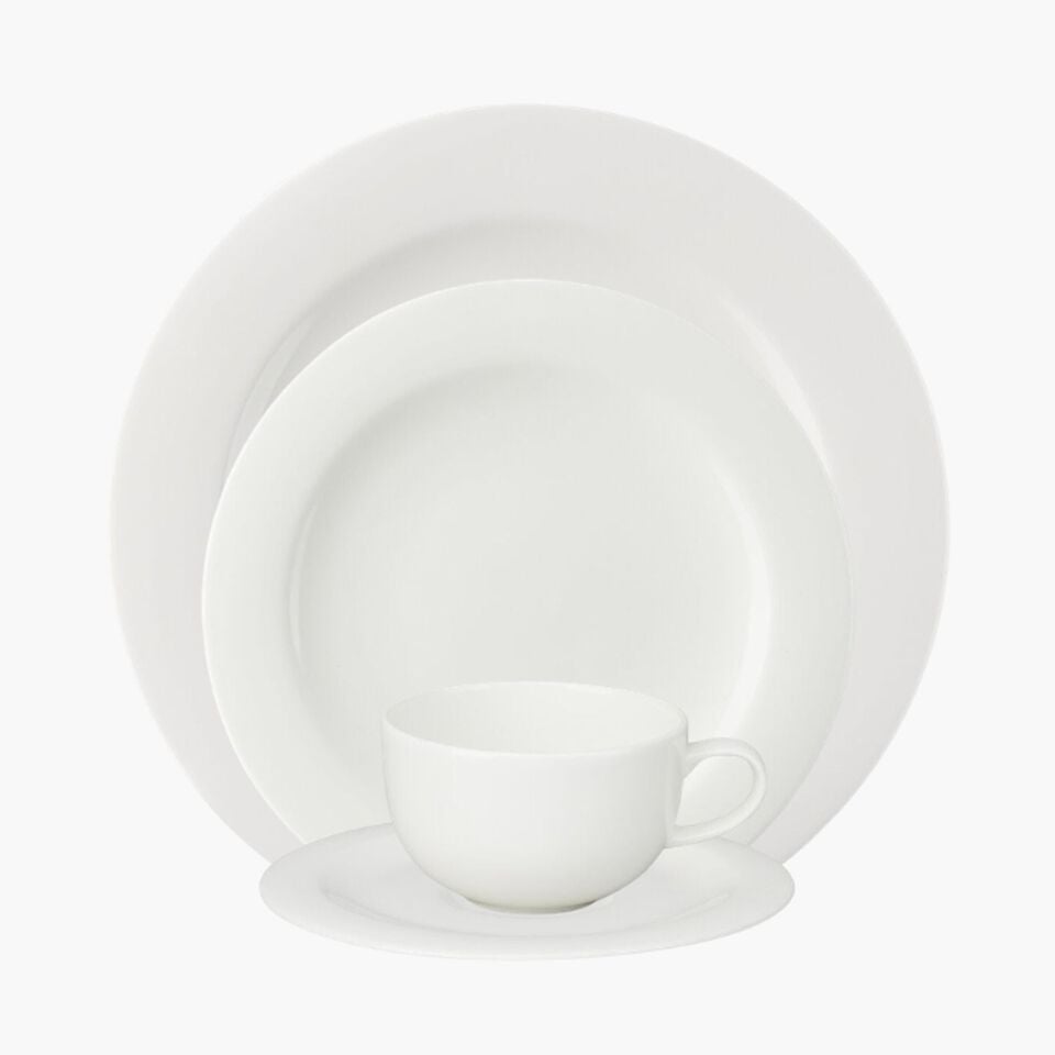 White tableware on grey background