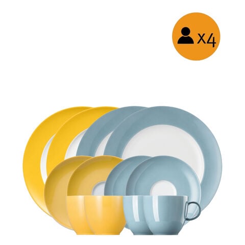 Service de petit-d&eacute;jeuner moderne color&eacute; 12 pi&egrave;ces